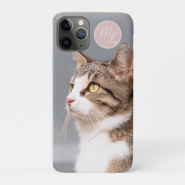 Monogramm eigenes Katzenfoto  Case-Mate iPhone Hülle (Rückseite)