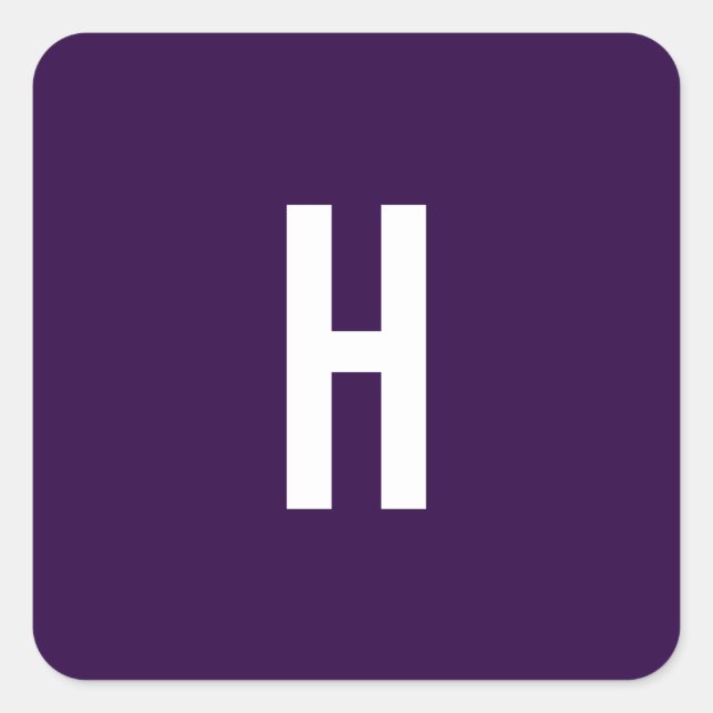 Monogramm Eigenname Initiale Minimalistisch Mitter Quadratischer Aufkleber (Vorderseite)