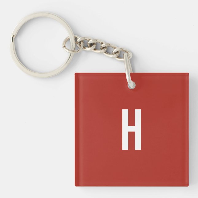 Monogramm Eigenname Initiale Minimalistischer Zieg Schlüsselanhänger (Vorderseite)