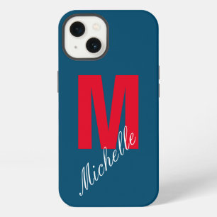 Monogramm Eigenname Initiale Modern Schlicht Blau  iPhone 13 Hülle