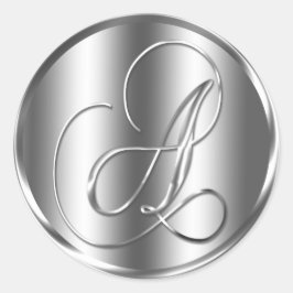 Monogramm ein Silberfarbenprächtiger Hochzeitstag Runder Aufkleber