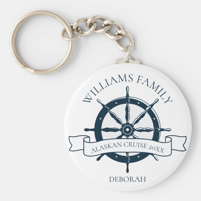 Monogramm eines Nautical Wheel für benutzerdefinie Schlüsselanhänger (Vorne)