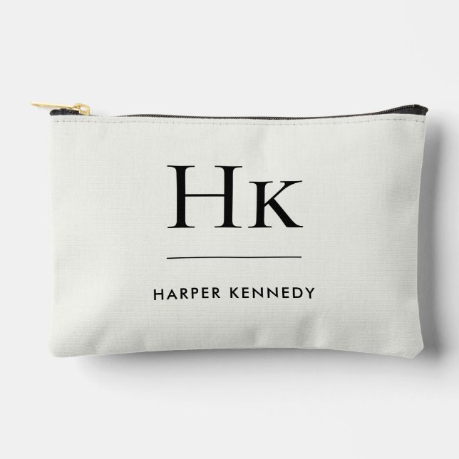 Monogramm Einfach Elegant Elfenbein Chic Monogramm Zubehörtasche (Vorderseite)