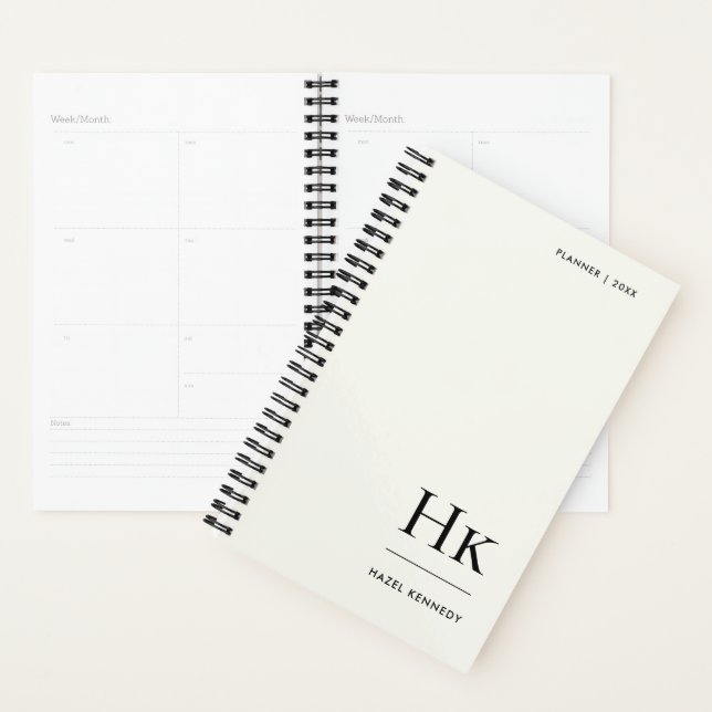 Monogramm einfach elegant minimal elfenbein person planer (Anzeige)