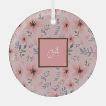Monogramm Einfach Süße Rosa Blütenblüte Boho