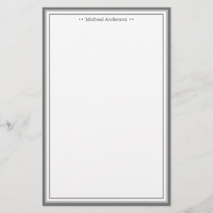 Monogramm einfache graue Grenze Klassisch Personal Briefpapier