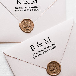 Monogramm Einfache Minimalistische Rücksendeadress Permastempel