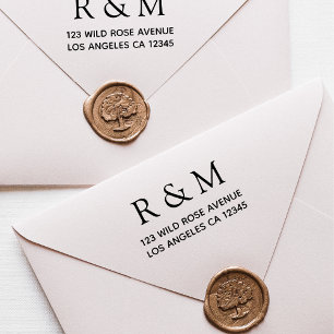 Monogramm Einfache Minimalistische Rücksendeadress Permastempel