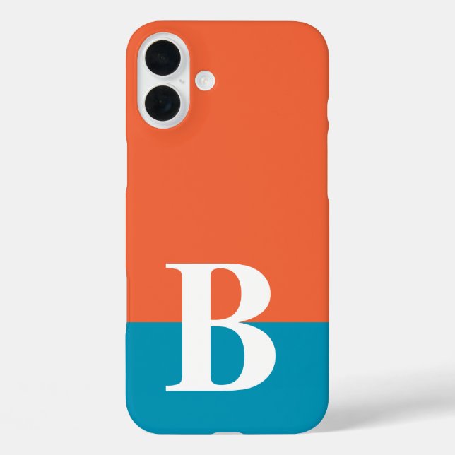 Monogramm Einfache Moderne Orange Blau Case-Mate iPhone Hülle (Rückseite)
