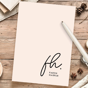 Monogramm   Einfache, moderne Rosa Personalisiert Briefpapier