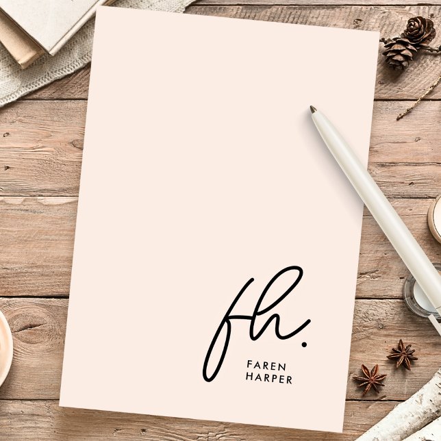 Monogramm | Einfache, moderne Rosa Personalisiert Briefpapier (Von Creator hochgeladen)