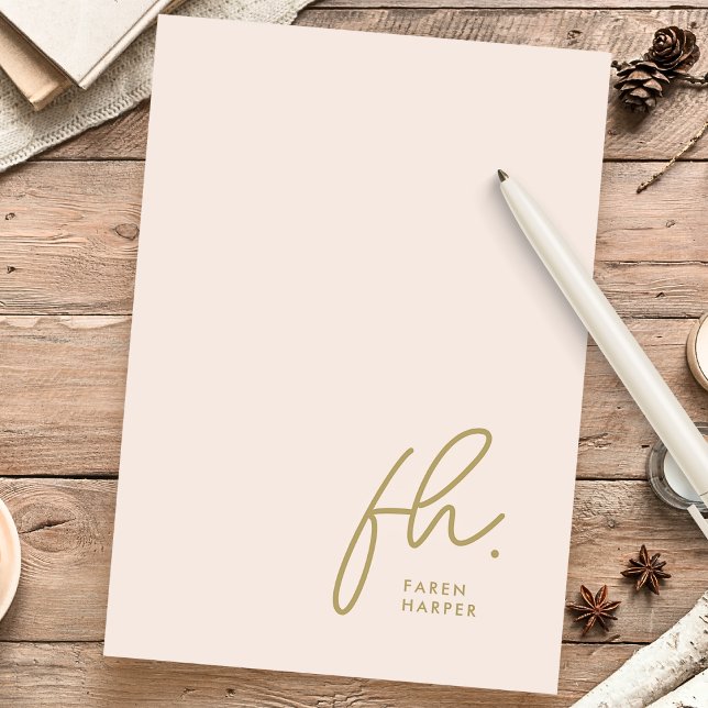 Monogramm | Einfache, moderne Rosa Personalisiert Briefpapier (Von Creator hochgeladen)