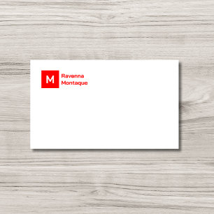 Monogramm einfache Neon-Rot personalisierte Schrif Mitteilungskarte