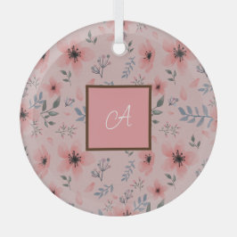 Monogramm Einfache Niedliche rosa Blume Bloom Boho Ornament Aus Glas