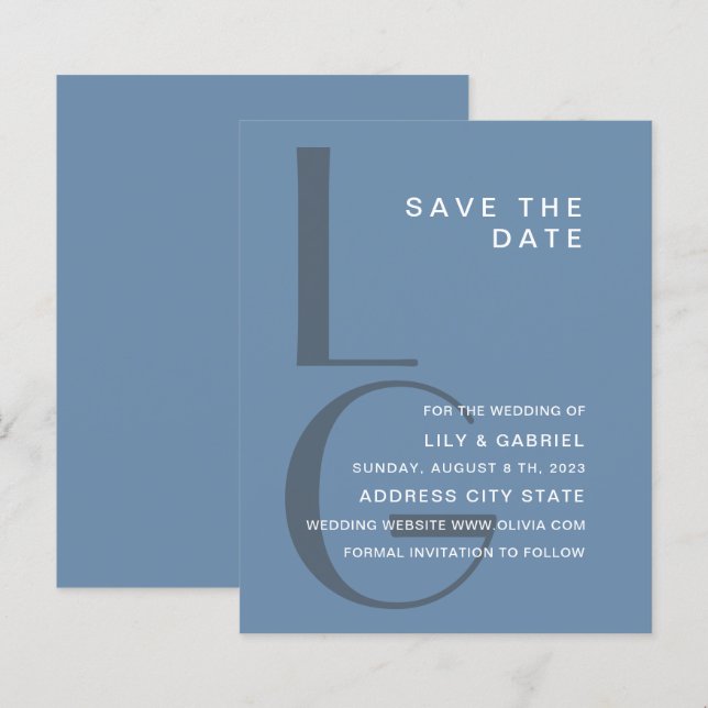 Monogramm. Einfache Typografie Hochzeit Speichern  (Vorne/Hinten)