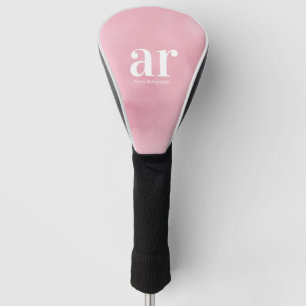 Monogramm einfacher weißer Anfangsname Rosa Wasser Golf Headcover