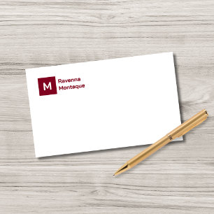 Monogramm einfaches Burgunder personalisierte Schr Mitteilungskarte