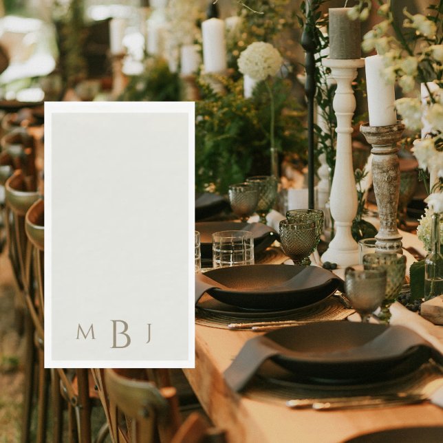 Monogramm einfaches cremefarbenes Hochzeitsserviet Serviette (Von Creator hochgeladen)