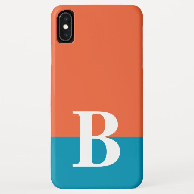 Monogramm einfaches modernes Orange Blau Case-Mate iPhone Hülle (Rückseite)