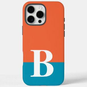 Monogramm Einfaches Modernes Orange Blau iPhone 16 Pro Max Hülle