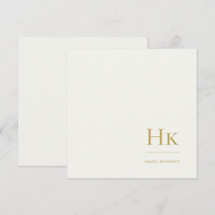 Monogramm einfaches monogrammiertes Elfenbeingold Mitteilungskarte