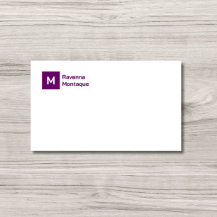 Monogramm Einfaches Pflaumenlila Personalisierte S Mitteilungskarte