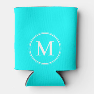 Monogramm einfarbig elektrisch Retro-Cyan-Farbe  Dosenkühler