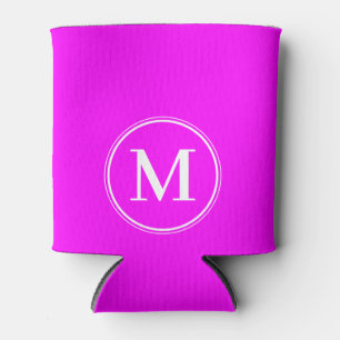 Monogramm einfarbig elektrisch Retro-Rosa-Farbe  Dosenkühler