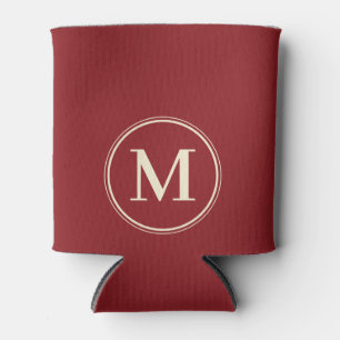 Monogramm einfarbig tiefes Cranberryrot Dosenkühler
