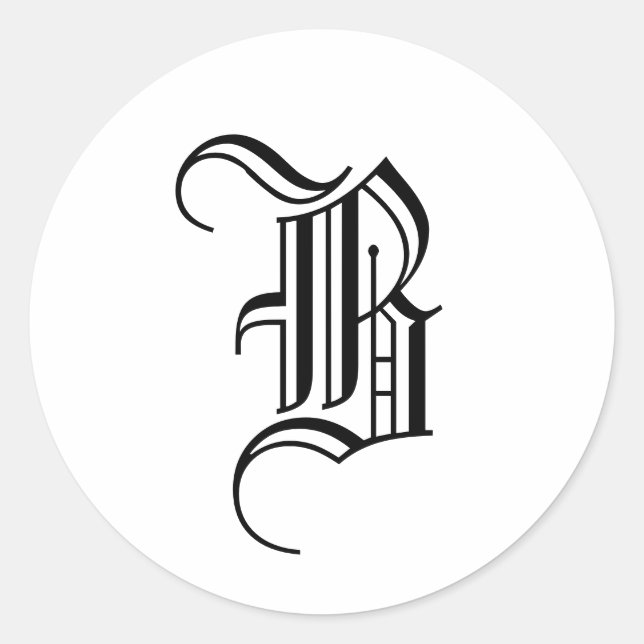 Monogramm Einladung Siegel "B" Altes Englisch Schw Runder Aufkleber (Vorderseite)