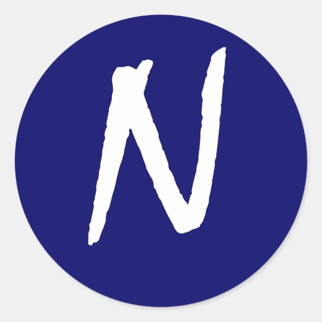 Monogramm Einladung Siegel "N" Anpassbare Marine Runder Aufkleber (Vorderseite)