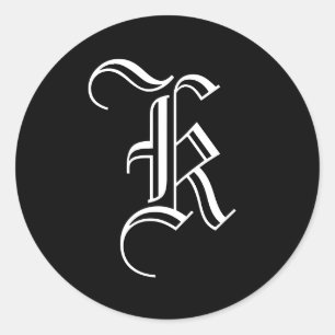 Monogramm-Einladungssiegel "K" im altenglischen St Runder Aufkleber