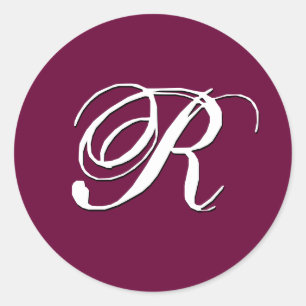 Monogramm-Einladungssiegel "R" anpassbarer Wein Runder Aufkleber