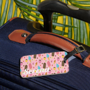 Monogramm Eiscreme in Rosa Gepäckanhänger