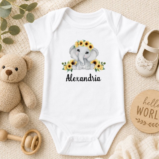 Monogramm Elefant Rustikal  Baby Strampler (Von Creator hochgeladen)