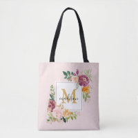 Monogramm Eleganfarbene Rose Floral Botanisch