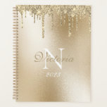 Monogramm-Elegant aus Gold-Metallic-Glitzer-Tropfe Planer<br><div class="desc">Herrliche Imitate goldfarbene metallische Hintergrund mit eleganten Imitaten Glitzer Tropfen. Fügen Sie Ihren Namen und Monogramm hinzu und machen Sie diesen süßen Planer zu Ihrem eigenen. Ich kann nicht übersehen, wie schön dieser einfache Planer in diesem Design ist. Sie freuen sich darauf, diesen Planer täglich für Ihren Tagesablauf zu nutzen....</div>