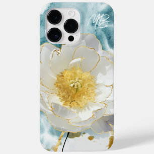Monogramm Elegant Einfache Weiße Blume Wasserfarbe Case-Mate iPhone 14 Pro Max Hülle