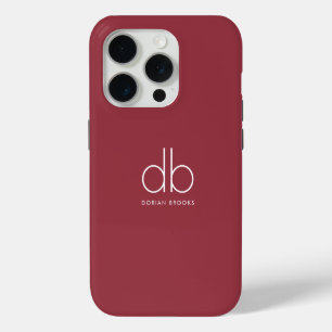 Monogramm Elegant Minimal Klassisch Modern Rot iPhone 15 Pro Hülle