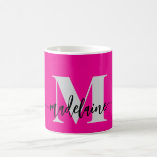 Monogramm Elegant Rosa Schwarz Kaffeetasse
