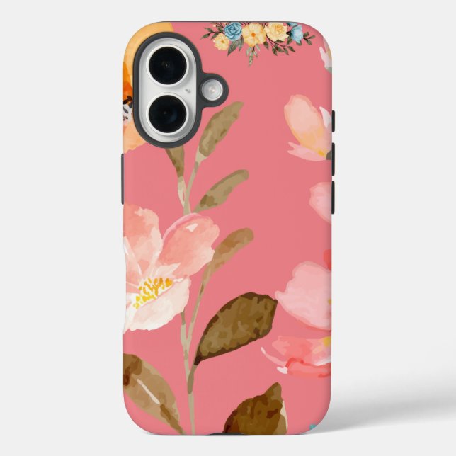 Monogramm Elegant Rosa Wasserfarbe Case-Mate iPhone Hülle (Rückseite)