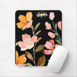 Monogramm Elegant Rosa Wasserfarbe Mousepad