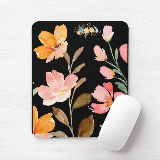 Monogramm Elegant Rosa Wasserfarbe Mousepad (Mit Mouse)