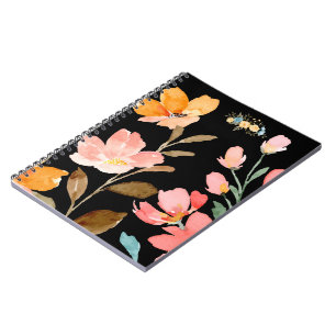 Monogramm Elegant Rosa Wasserfarbe Notizblock