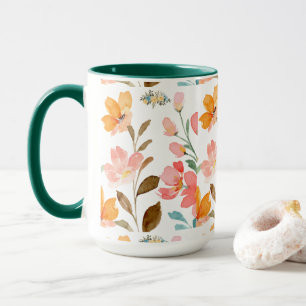 Monogramm Elegant Rosa Wasserfarbe Tasse