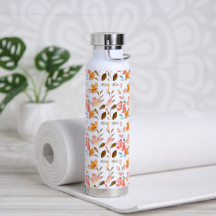 Monogramm Elegant Rosa Wasserfarbe Trinkflasche