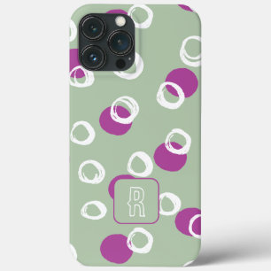 Monogramm Elegante Abstracts Salbei-Kreis-Muster Case-Mate iPhone Hülle