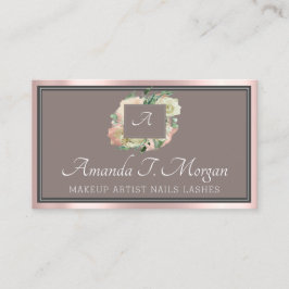 Monogramm Elegante Ernennung Rose Blumenrahmen Visitenkarte