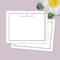 Monogramm Elegante marine Weinrand Briefpapier