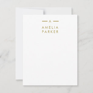Monogramm Elegante Minimalistische Weiße Flache No Mitteilungskarte